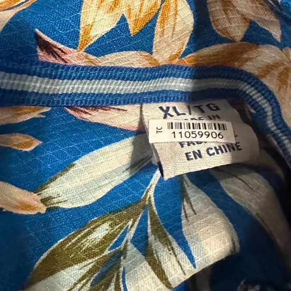 Tommy Bahama Uluru Fronds Silk Camp Shirt Picasso Blue Floral Button-Down XL Men - Picture 9 of 10